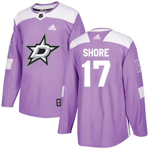 Adidas Stars #17 Devin Shore Purple Authentic Fights Cancer Stitched NHL Jersey - Click Image to Close
